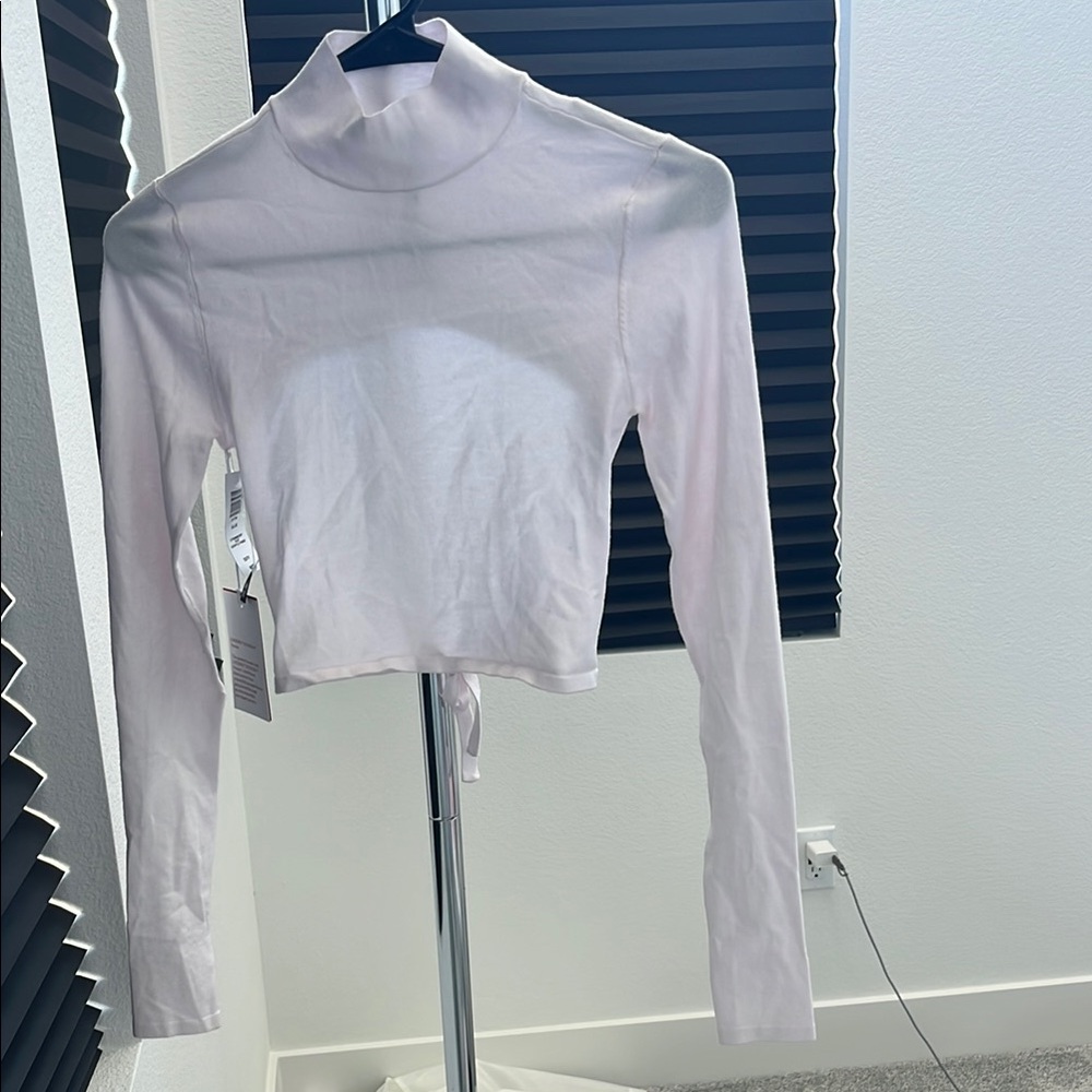 Aritzia Pink Fitted Crop Turtleneck